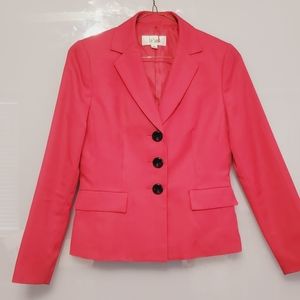 Le Suit Hot Pink Blazer with Black Buttons Size 4